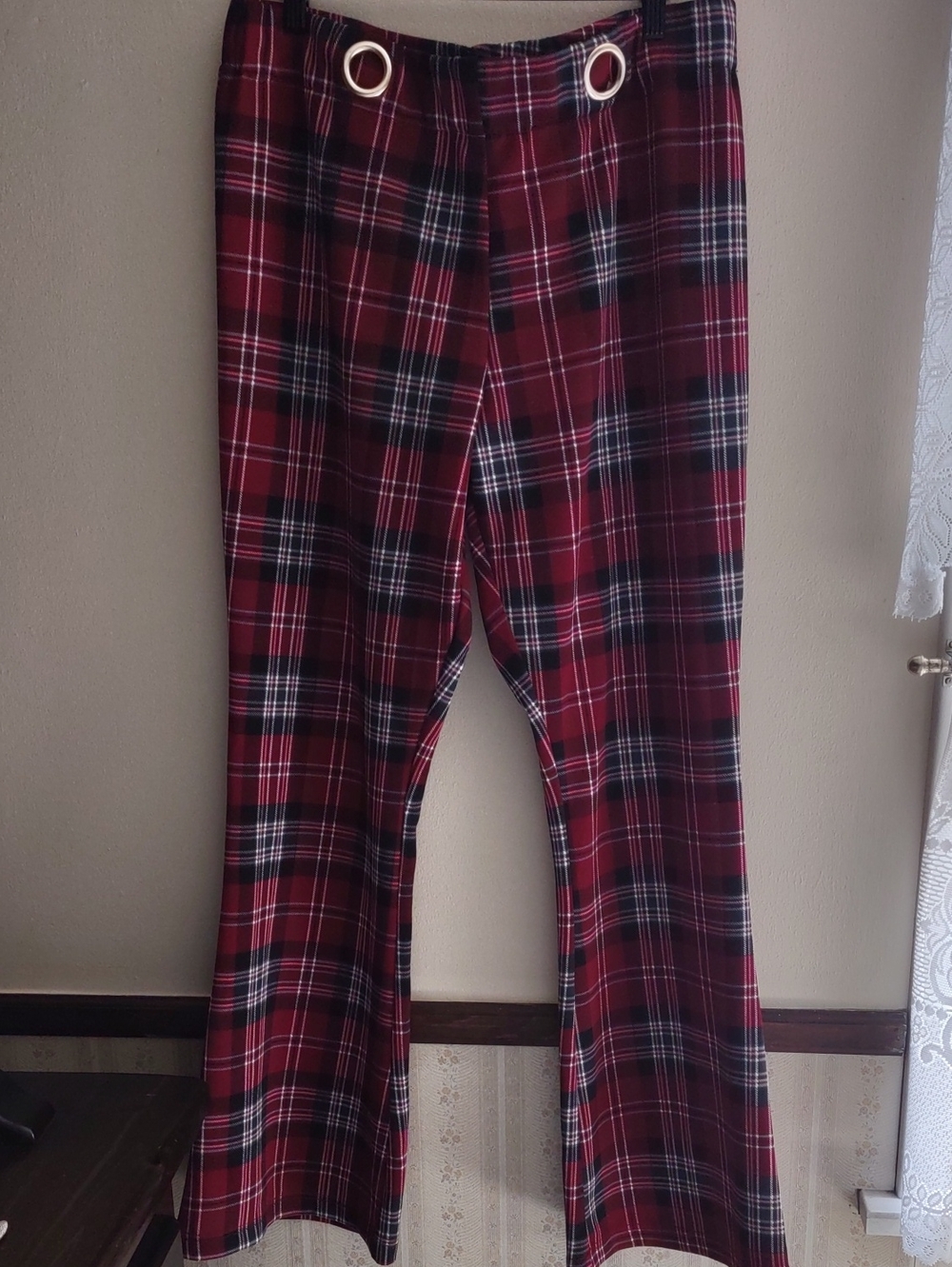 like an angel Red and Black Plaid Trousers